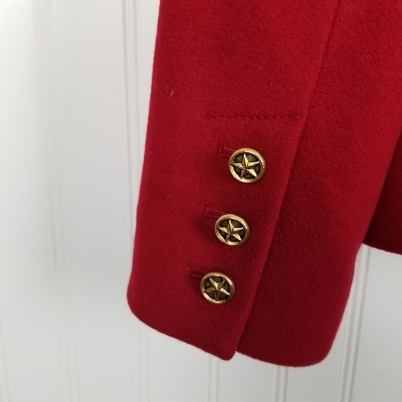 Tory Burch Callum Military Double Breasted Pea Coat Wool Blend Gold Star Red 10 - Picture 6 of 8